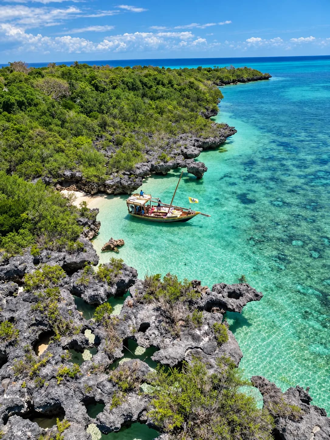 The wild, unspoiled south coast of Zanzibar near Veridiana Hotel